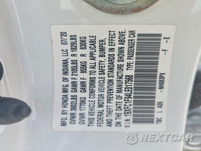 Zdjęcie 12 z 12 samochodu: 2020 HONDA CIVIC TOURING VIN:19XFC1F94LE017568 - miniatura