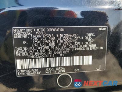 Zdjęcie 13 z 13 samochodu: 2006 TOYOTA RAV4 BASE VIN:JTMBD33V666021415 - miniatura