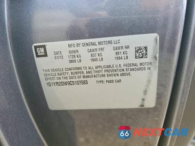 Zdjęcie 12 z 12 samochodu: 2012 CHEVROLET CORVETTE GRAND SPORT VIN:1G1YR2DW9C5107583 - miniatura