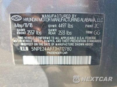 Zdjęcie 12 z 12 samochodu: 2018 HYUNDAI SONATA SE VIN:5NPE24AF7JH712780 - miniatura