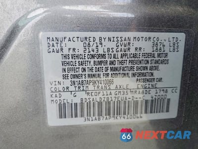 Zdjęcie 12 z 12 samochodu: 2019 NISSAN SENTRA SV VIN:3N1AB7AP9KY410066 - miniatura