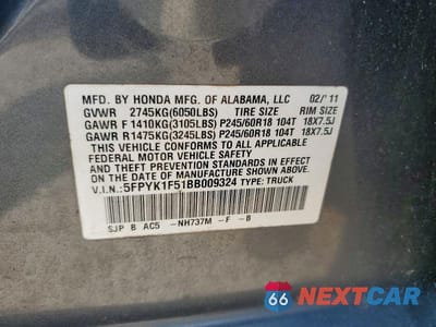 Zdjęcie 12 z 12 samochodu: 2011 HONDA RIDGELINE RTL VIN:5FPYK1F51BB009324 - miniatura