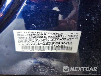 Zdjęcie 13 z 13 samochodu: 2016 HONDA PILOT TOURING VIN:5FNYF6H98GB018118 - miniatura