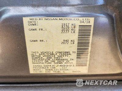 Zdjęcie 13 z 13 samochodu: 2018 NISSAN ALTIMA 2.5 SV VIN:1N4AL3AP4JC240991 - miniatura