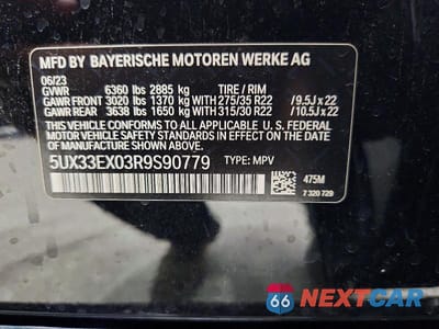 Zdjęcie 13 z 13 samochodu: 2024 BMW X6 XDRIVE40I VIN:5UX33EX03R9S90779 - miniatura