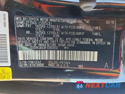 Zdjęcie 13 z 13 samochodu: 2015 TOYOTA SIENNA XLE 8-PASSENGER VIN:5TDYK3DC8FS582650 - miniatura