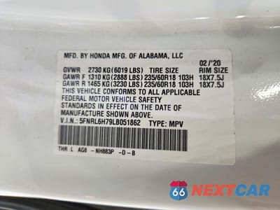 Zdjęcie 13 z 13 samochodu: 2020 HONDA ODYSSEY EXL VIN:5FNRL6H79LB051862 - miniatura