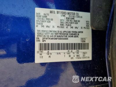 Zdjęcie 13 z 13 samochodu: 2015 FORD EDGE TITANIUM VIN:2FMTK4K98FBB54985 - miniatura