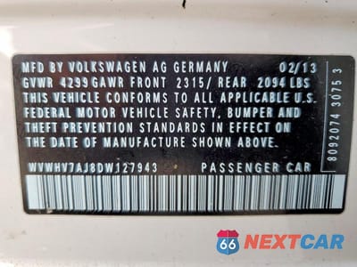 Zdjęcie 13 z 13 samochodu: 2013 VOLKSWAGEN GTI VIN:WVWHV7AJ8DW127943 - miniatura