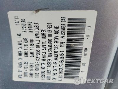Zdjęcie 12 z 12 samochodu: 2014 HONDA ACCORD EX VIN:1HGCR2F76EA066848 - miniatura