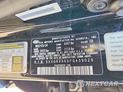 Zdjęcie 12 z 12 samochodu: 2015 KIA OPTIMA SX VIN:5XXGR4A66FG439029 - miniatura