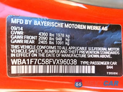 Zdjęcie 12 z 12 samochodu: 2015 BMW 228 XI VIN:WBA1F7C58FVX96038 - miniatura