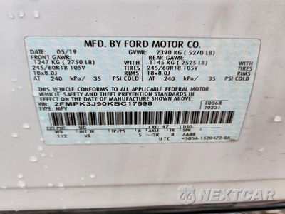 Zdjęcie 13 z 13 samochodu: 2019 FORD EDGE SEL VIN:2FMPK3J90KBC17598 - miniatura