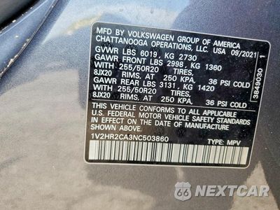 Zdjęcie 13 z 13 samochodu: 2022 VOLKSWAGEN ATLAS SE VIN:1V2HR2CA3NC503860 - miniatura