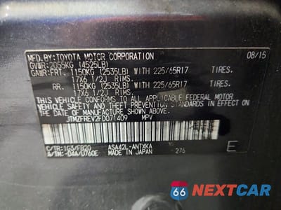 Zdjęcie 13 z 13 samochodu: 2015 TOYOTA RAV4 LE VIN:JTMZFREV2FD071409 - miniatura