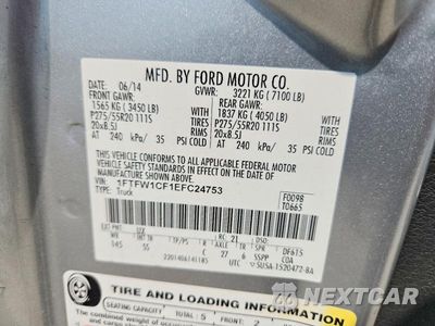 Zdjęcie 12 z 12 samochodu: 2014 FORD F150 SUPERCREW VIN:1FTFW1CF1EFC24753 - miniatura
