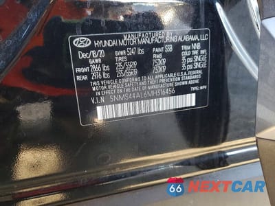 Zdjęcie 12 z 12 samochodu: 2021 HYUNDAI SANTA FE LIMITED VIN:5NMS44AL6MH316456 - miniatura