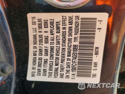 Zdjęcie 12 z 12 samochodu: 2016 HONDA CIVIC EXL VIN:19XFC1F74GE018899 - miniatura