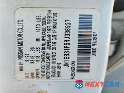 Zdjęcie 12 z 12 samochodu: 1994 NISSAN SENTRA E VIN:JN1EB31P5RU336927 - miniatura