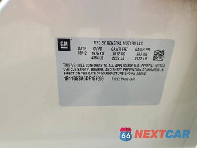 Zdjęcie 12 z 12 samochodu: 2013 CHEVROLET MALIBU LS VIN:1G11B5SA6DF157996 - miniatura