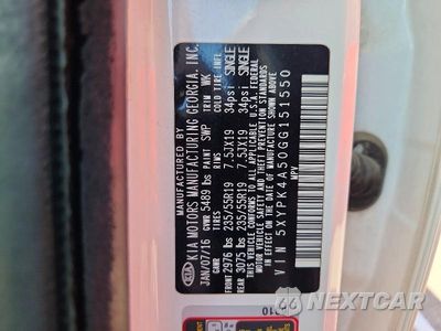 Zdjęcie 13 z 13 samochodu: 2016 KIA SORENTO SX LIMITED V6 VIN:5XYPK4A50GG151550 - miniatura