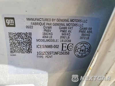 Zdjęcie 12 z 12 samochodu: 2022 CHEVROLET MALIBU LS VIN:1G1ZC5ST1NF150358 - miniatura