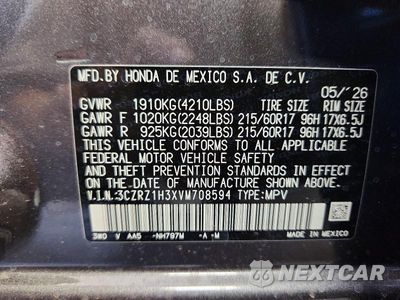 Zdjęcie 13 z 13 samochodu: 2027 HONDA HR-V LX VIN:3CZRZ1H3XVM708594 - miniatura