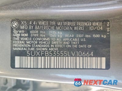 Zdjęcie 13 z 13 samochodu: 2005 BMW X5 4.4I VIN:5UXFB53555LV10664 - miniatura