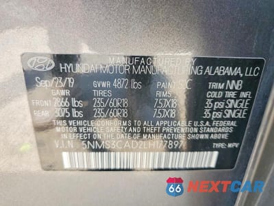 Zdjęcie 14 z 14 samochodu: 2020 HYUNDAI SANTA FE SEL VIN:5NMS3CAD2LH177897 - miniatura