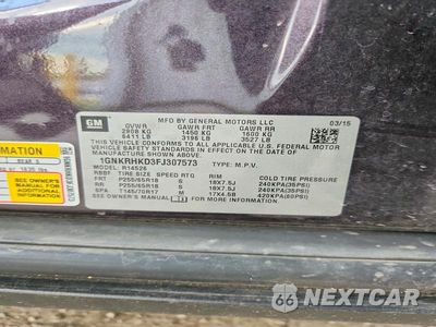 Zdjęcie 13 z 13 samochodu: 2015 CHEVROLET TRAVERSE LT VIN:1GNKRHKD3FJ307573 - miniatura