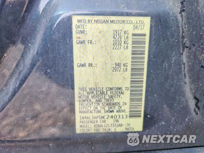 Zdjęcie 12 z 12 samochodu: 2017 NISSAN ALTIMA 2.5 S VIN:1N4AL3AP1HC240313 - miniatura