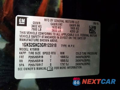 Zdjęcie 13 z 13 samochodu: 2016 GMC YUKON XL K1500 SLT VIN:1GKS2GKC3GR123918 - miniatura