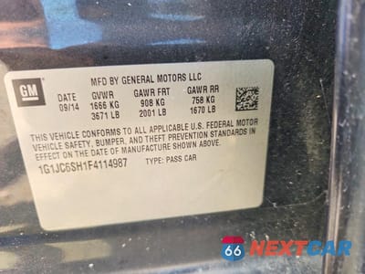 Zdjęcie 13 z 13 samochodu: 2015 CHEVROLET SONIC LT VIN:1G1JC6SH1F4114987 - miniatura