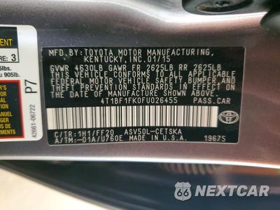 Zdjęcie 12 z 12 samochodu: 2015 TOYOTA CAMRY SE VIN:4T1BF1FK0FU026455 - miniatura