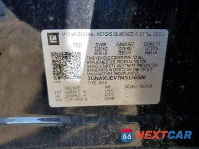 Zdjęcie 13 z 13 samochodu: 2021 CHEVROLET EQUINOX LT VIN:3GNAXUEV7MS146588 - miniatura
