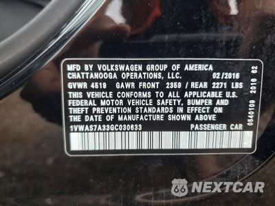 Zdjęcie 12 z 12 samochodu: 2016 VOLKSWAGEN PASSAT S VIN:1VWAS7A33GC030633 - miniatura