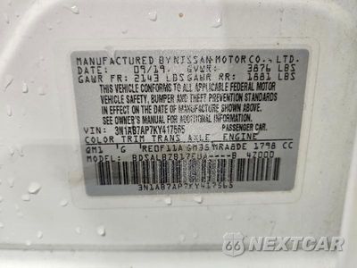 Zdjęcie 12 z 12 samochodu: 2019 NISSAN SENTRA S VIN:3N1AB7AP7KY417565 - miniatura