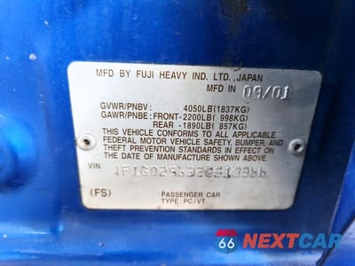 Zdjęcie 12 z 12 samochodu: 2002 SUBARU IMPREZA VIN:JF1GD29632G518366 - miniatura