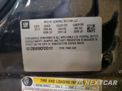 Zdjęcie 12 z 12 samochodu: 2012 CHEVROLET MALIBU LS VIN:1G1ZB5E09CF203101 - miniatura