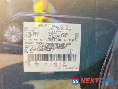 Zdjęcie 13 z 13 samochodu: 2024 FORD EDGE SEL VIN:2FMPK4J98RBA72259 - miniatura