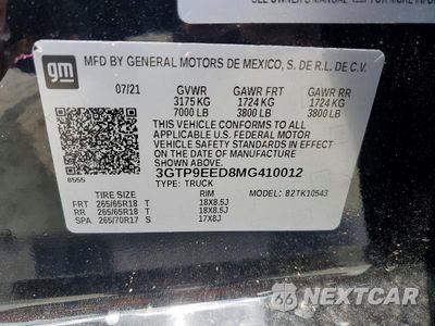 Zdjęcie 12 z 12 samochodu: 2021 GMC SIERRA K1500 AT4 VIN:3GTP9EED8MG410012 - miniatura