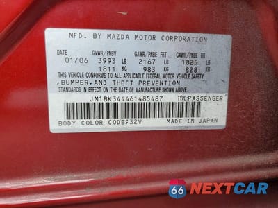 Zdjęcie 12 z 12 samochodu: 2006 MAZDA 3 HATCHBACK VIN:JM1BK344461485487 - miniatura