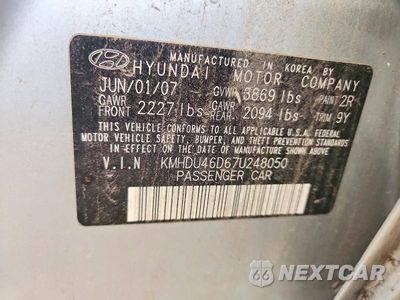 Zdjęcie 13 z 13 samochodu: 2007 HYUNDAI ELANTRA GLS VIN:KMHDU46D67U248050 - miniatura