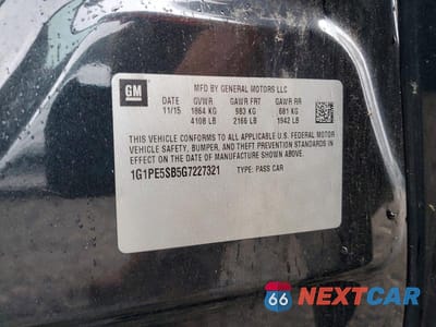 Zdjęcie 12 z 12 samochodu: 2016 CHEVROLET CRUZE LIMITED LT VIN:1G1PE5SB5G7227321 - miniatura