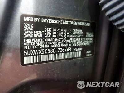 Zdjęcie 12 z 12 samochodu: 2012 BMW X3 XDRIVE28I VIN:5UXWX5C58CL726748 - miniatura