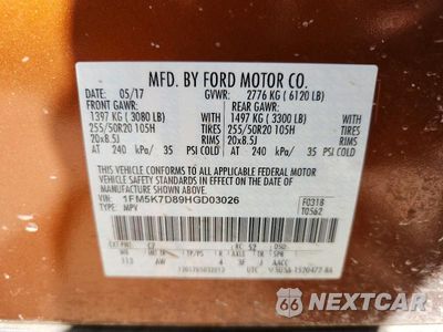 Zdjęcie 14 z 14 samochodu: 2017 FORD EXPLORER XLT VIN:1FM5K7D89HGD03026 - miniatura