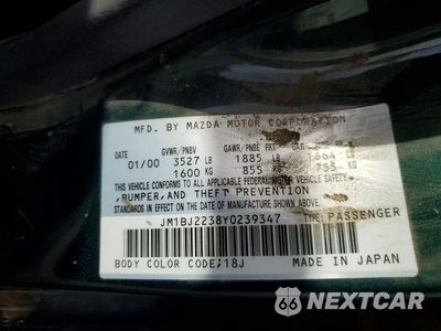 Zdjęcie 12 z 12 samochodu: 2000 MAZDA PROTEGE ES VIN:JM1BJ2238Y0239347 - miniatura