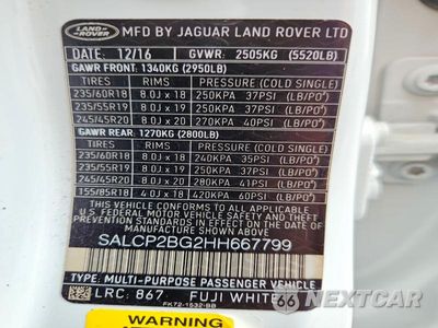 Zdjęcie 13 z 13 samochodu: 2017 LAND ROVER DISCOVERY SPORT SE VIN:SALCP2BG2HH667799 - miniatura