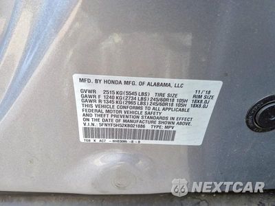 Zdjęcie 13 z 13 samochodu: 2019 HONDA PILOT EXL VIN:5FNYF5H52KB021886 - miniatura