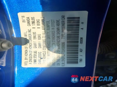 Zdjęcie 12 z 12 samochodu: 2018 HONDA CIVIC EX VIN:2HGFC2F73JH599086 - miniatura